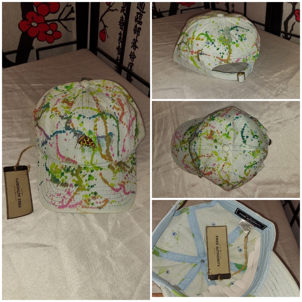 Free Authority Pizza tie dye strapback hat unisex
